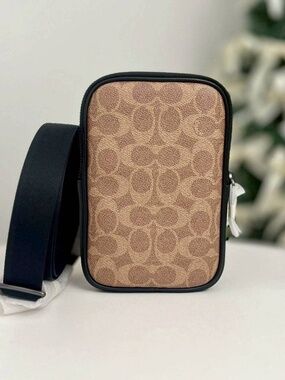 COACH Aden Crossbody Bag In Signature Canvas Tan/Black CW364